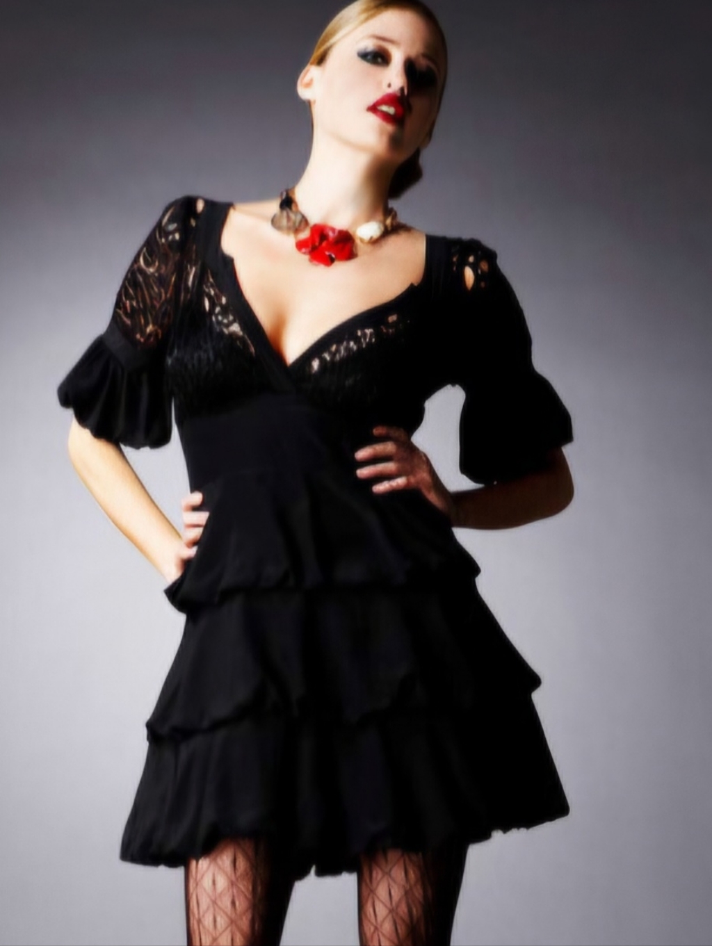 Bebe Black Lace Ruffle Mini Dress Silk Deep V Designer Style Cocktail Xs 0 2